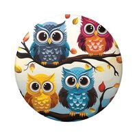 Owls On Tree Branches Button Pins 20 Pcs, 2.4 Inch Round Button Badges Metal Personalized Picture Ph