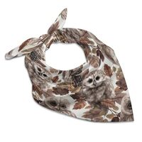 OBLUE Owl Autumn Leaf Silk Scarf Multifunctional Square Hair Scarfs Women Fashion Neck Scarves Wrist