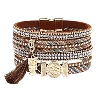 Bohemian Owl Charm Bracelet for Women, Tassel Festival Jewelry Gift - Brown