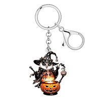 LONYOO Spooky Witch Hat Owl Keychain Acrylic Halloween Key Chain Pumpkin Bird Charms Witchy Accessor