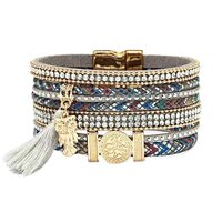Bohemian Owl Charm Bracelet for Women, Tassel Festival Jewelry Gift - Green