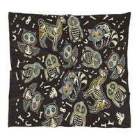 Halloween Ethnic Tribal Owls Cats Square Silk Scarf for Women Fashion Printed Satin Neck Silk Satin 