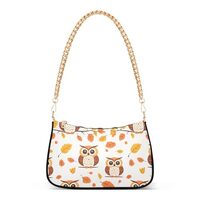 Clutch Shoulder Bags Tote Evening Purse Handbags for Women Owl Autumn Leaves Hobo Bags with Zipper C