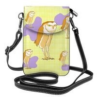 Standing Owl Small Cell Phone Purse, Floral Print Crossbody Bag, Pu Leather Mini Wallet With Shoulde