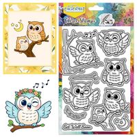 CHGCRAFT Cute Owl Clear Stamps Cartoon Animal Transparent Stamps Singing Silicone Clear Stamp Seals
