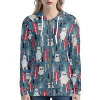 Beauty Collector Forest Owl Bear Women's Zip Up Hoodies Casual Long Sleeve Sweatshirts