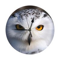 KKLWEGU Snowy Owl Eyes Wall Clock 10 Inch Silent Non-Ticking Modern Clock Battery Operated Decorativ