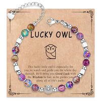 Wisedawn Owl Gifts for Women, Healing Natural Stone Owl Bracelet Jewelry for Woman, Birthday Christm