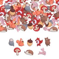 40 Pcs Slime Charms Resin Fake Squirrels Fox Owl Hedgehog Charms Kawaii Cute Set Mixed Small Animals