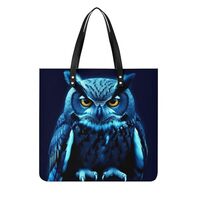 RTFGHJS Blue Owl Work Tote Bag for Women Leather Shoulder Bag with Magnetic Buckle Purse And Handbag