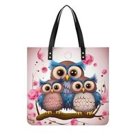RTFGHJS Cute Owls Work Tote Bag for Women Leather Shoulder Bag with Magnetic Buckle Purse And Handba