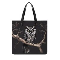 RTFGHJS Late Night Owl Work Tote Bag for Women Leather Shoulder Bag with Magnetic Buckle Purse And H
