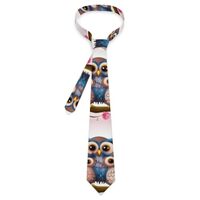 Cute Owls Tie for Men, Soft Polyester Men's Tie Fashion Neckties for Wedding Party