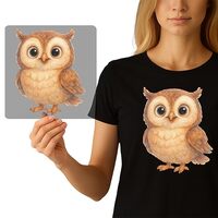 Ready-to-Press Owl DTF Heat Transfer for DIY Apparel | Whimsical Iron-On Graphic for Crafters | Wood