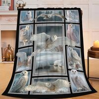 White Owl Throw Blanket White Owl Stuff Gifts for Kids Girls Boys Adults Women Men Soft Cozy Warm Pl