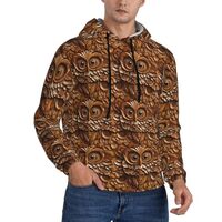 Buewutiry Hoodies For Men - Wood Grain Owl Print Long Sleeve Casual Men'S Hoodies & Sweatsh