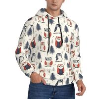 Buewutiry Hoodies For Men - Owl In The Woods Print Long Sleeve Casual Men'S Hoodies & Sweat