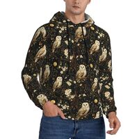 Buewutiry Hoodies For Men - Moonlight Owl Print Long Sleeve Casual Men'S Hoodies & Sweatshi