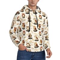 Buewutiry Hoodies For Men - Stone Owl Print Long Sleeve Casual Men'S Hoodies & Sweatshirts 