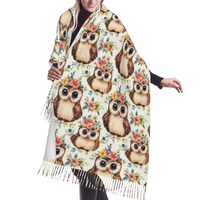 EGVGXIR Cute Owl Wearing A Wreath Print Cozy Long Scarf Women'S Fashion Scarf Long Shawl Winter