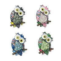 Ipotkitt 4 pcs 4 Colors Alloy Owl Enamel Lapel Pins Animal Bird Halloween Theme Brooches Button Badg