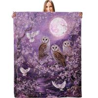 Enchanted Moonlit Owls Blanket, Plush Soft Lightweight Warm Cozy Flannel 60×50 inch Throw Blan