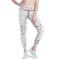 Cute Animal Pattern Cartoon Owls Women's Yoga Workout Leggings Athletic Running Pants Tummy Con