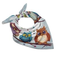 KMRHOUTIQ 25" Silk Like Head Scarf for Women Fashion Square Owls Birds Bandana Pack Neckerchief
