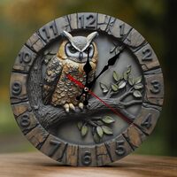 Buewutiry Decorative Wall Clocks Battery Operated - 10 Inch Modern Wooden Owl Branch 2D Print Non Ti