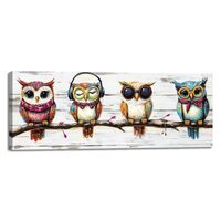 YMXDYMJSW Owl Wall Art Funny Owl Family on Branch Pictures Cute Birds with Glasses Canvas Prints Col
