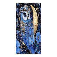 ALAZA Blue Flower Owl Beach Towel, Absorbent Quick Dry Swimming Yoga Beach Towels, Large Sand Free M