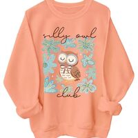 Floral Owl Sweatshirt Men Women Graphic Long Sleeve Hoodie, Silly Owl Club Sweatshirt Men Women Grap