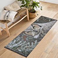 XYMZR Washable Runner Rug Owl Nature Winter 2’ x 6’ Non-Slip Runner Rug for Hallways Ent