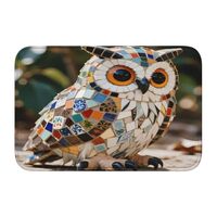 panverix Owl Glass Picture Bathroom Mats Non-Slip Bath Rugs Rug for Floor 23.6x15.7 Inch