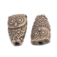 Ipotkitt 50 pcs Antique Bronze Tibetan Style Alloy Owl Beads Bird Animal Spacer Beads for DIY Crafts