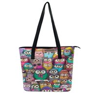 Large Capacity Cute Cartoon Owls Tote Bag Easy to Storage, Handbags with Compartments, Travel Should
