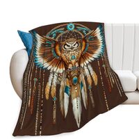 Owl Blanket Native American Decor Throw Blanket Super Soft Flannel Lightweight Fluffy Plush Fuzzy Fl