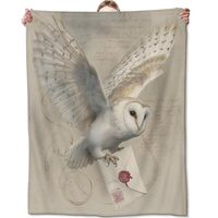 Zeleda Vintage Owl Blanket,Magical Bird and Letter Flannel Throw for Adults,Women,Men as Gifts,Cozy 
