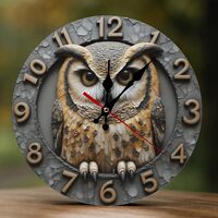 Buewutiry Decorative Wall Clocks Battery Operated - 10 Inch Modern Wooden Vintage Owl 2D Print Non T