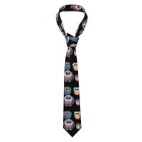 WHJSSF Four blue owls Prints Men's Necktie - Silk Tie for Men, Fashion for Business, Weddings, 