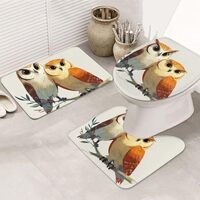 KCNDFOEPAV Bathroom Rug Sets 3 Piece Non-Slip Bath Mat Set Soft Absorbent Cute Owls Bath Rugs Washab