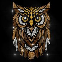 MAYJOYDIY Owl Pattern Rhinestone Iron on Hotfix Transfer Decal Bling Vintage Bird Cool Aesthetic Owl