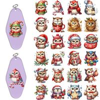 CHNVICK UV DTF Keychain Sticker, 48 Sheets Christmas Owl Funny UV DTF Transfer Stickers for Hotel Ke