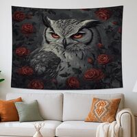 TPHIHPT Halloween Horror Gothic Owl Tapestry for Bedroom, Vintage Goth Scary Rose Tapestry Wall Hang