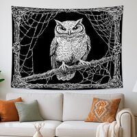 TPHIHPT Halloween Horror Gothic Owl Tapestry for Bedroom, Vintage Goth Scary Tree Small Large Tapest