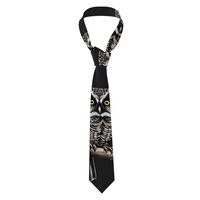 DLXW Late Night Owl Pattern Men's Necktie - Silk Tie for Men, Fashion for Business, Weddings, P