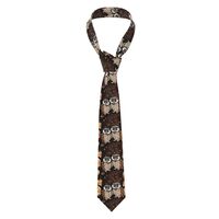 DLXW Couple Owl Perch Tree Pattern Men's Necktie - Silk Tie for Men, Fashion for Business, Wedd