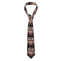 DLXW Hand drawn owl Pattern Men's Necktie - Silk Tie for Men, Fashion for Business, Weddings, P