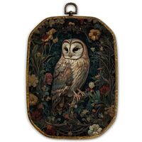 Yjeslw Vintage Floral Barn Owl Octagon Wall Art Decor, Dark Cottagecore Framed Canvas Prints, Retro 