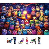 PuzzOne Owl Family 500 Piece Puzzles for Adults, Challenging Colorful Owl Jigsaw Puzzles with Letter